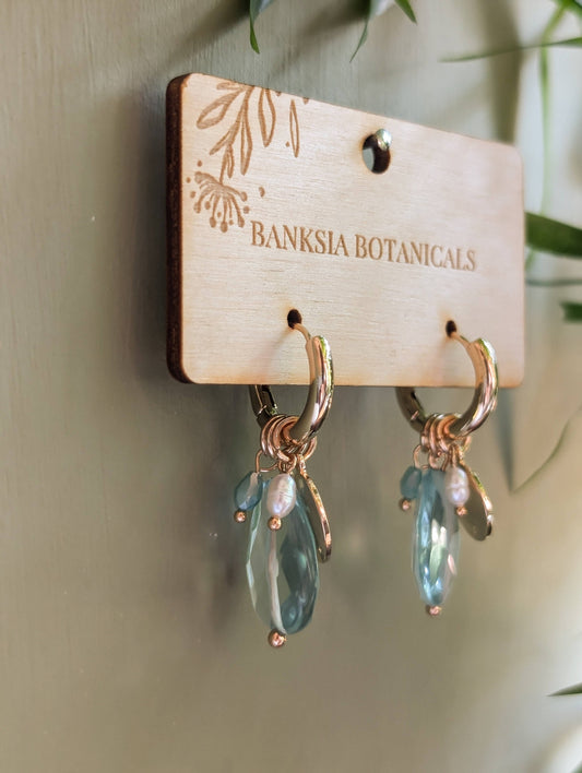 Blue Charm Huggie Earrings