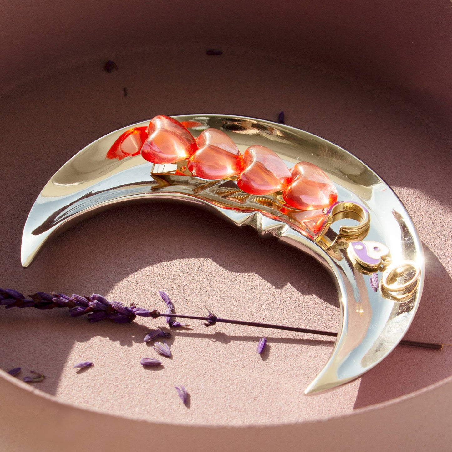 Helio Ferretti Metal Moon Jewellery Dish - Silver