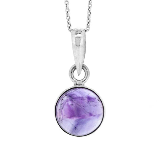 Amethyst Round Pendant with 18" Trace Chain and Presentation