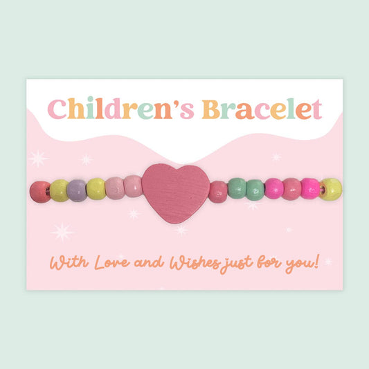 Pink Heart - Children's Beaded Bracelet
