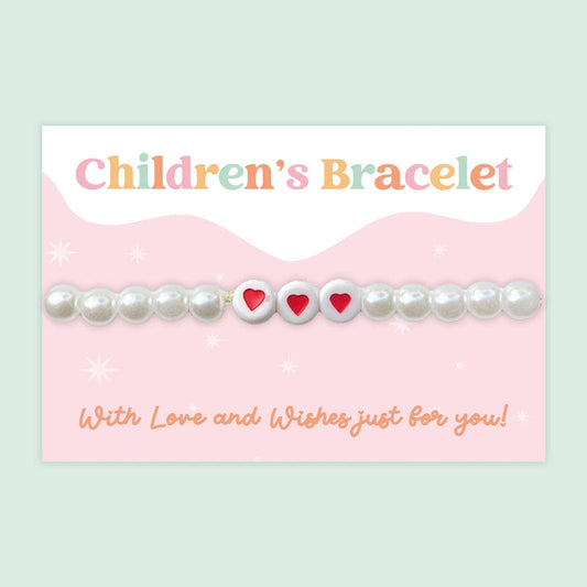 Pearl Hearts - Children's Beaded Bracelet