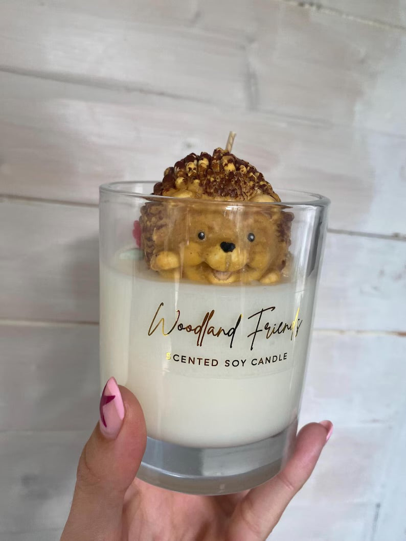 Handmade Hedgehog Candle: Blackberry & Bay Scented, Animal Home Decor