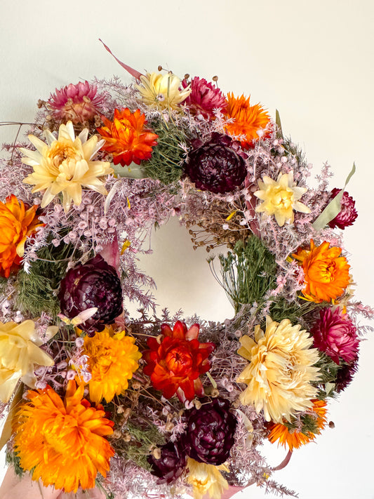 Dried Flowers Wreath - Rainbow Mix 25cm