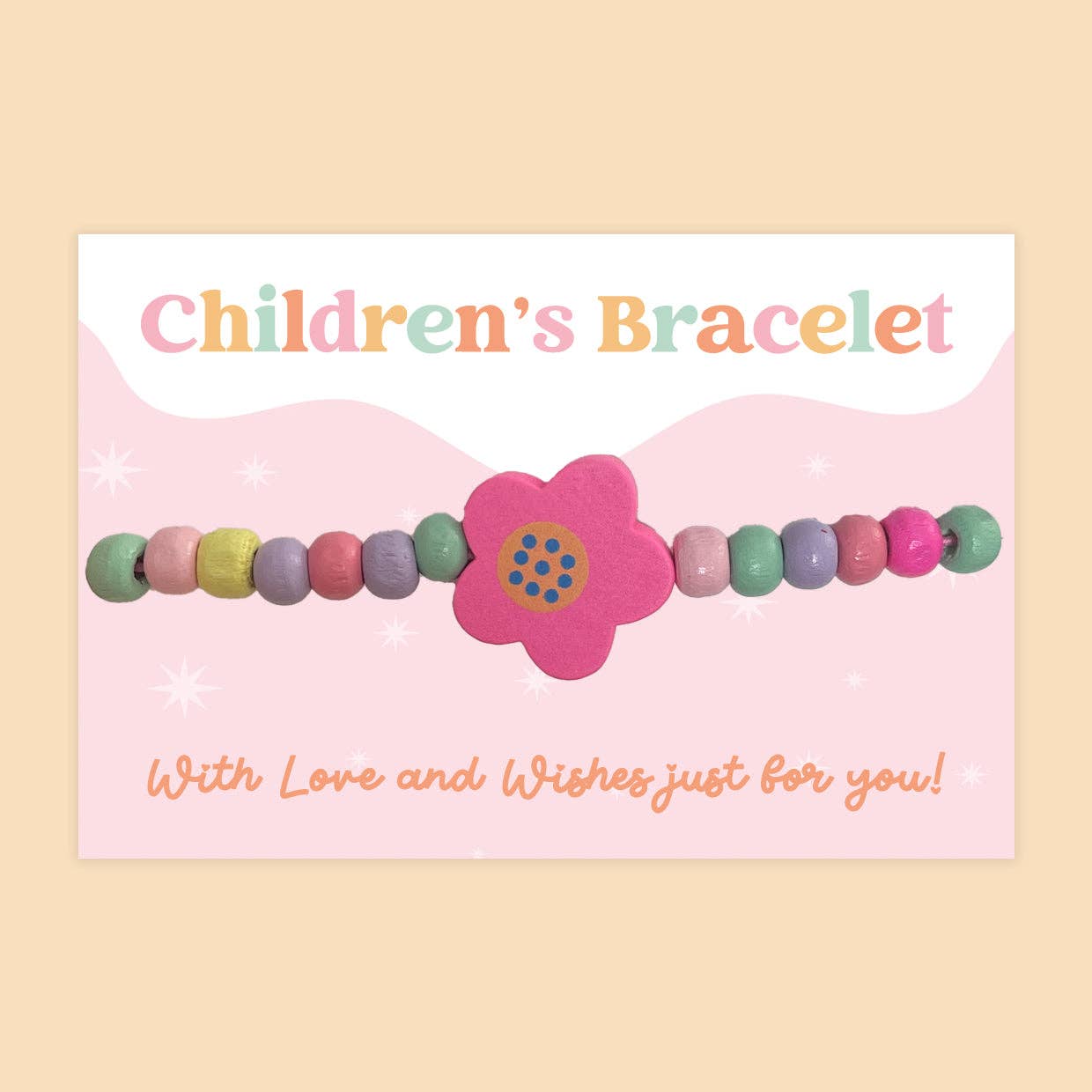 Pink Flower - Children's Beaded Bracelet