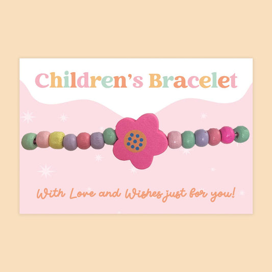 Pink Flower - Children's Beaded Bracelet