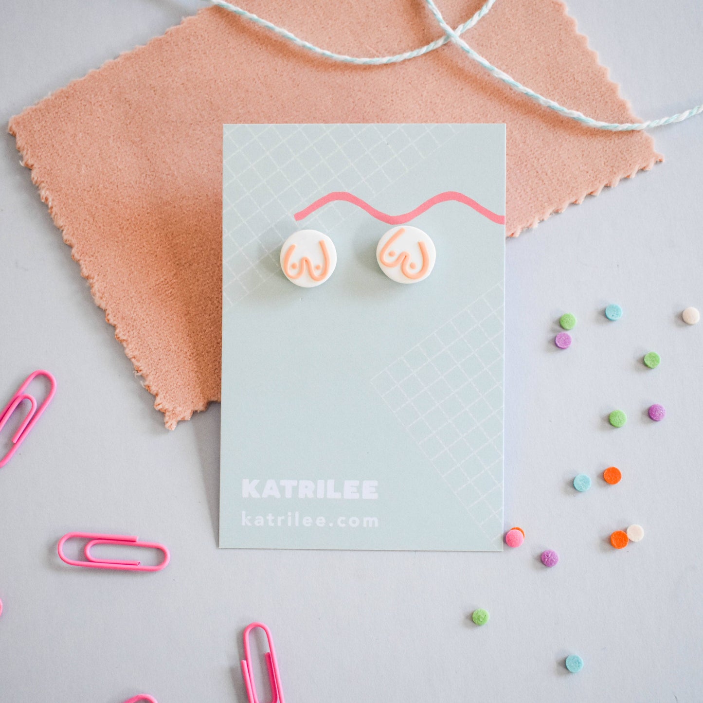 Boob Print Polymer Clay Stud Earrings: Mint