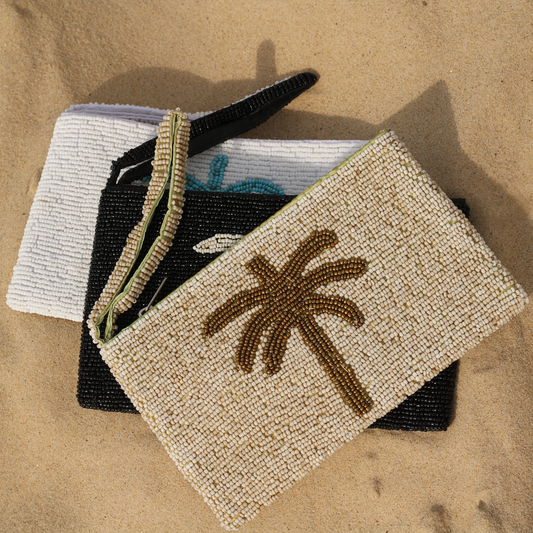 Palm Tree Beaded Pouch
