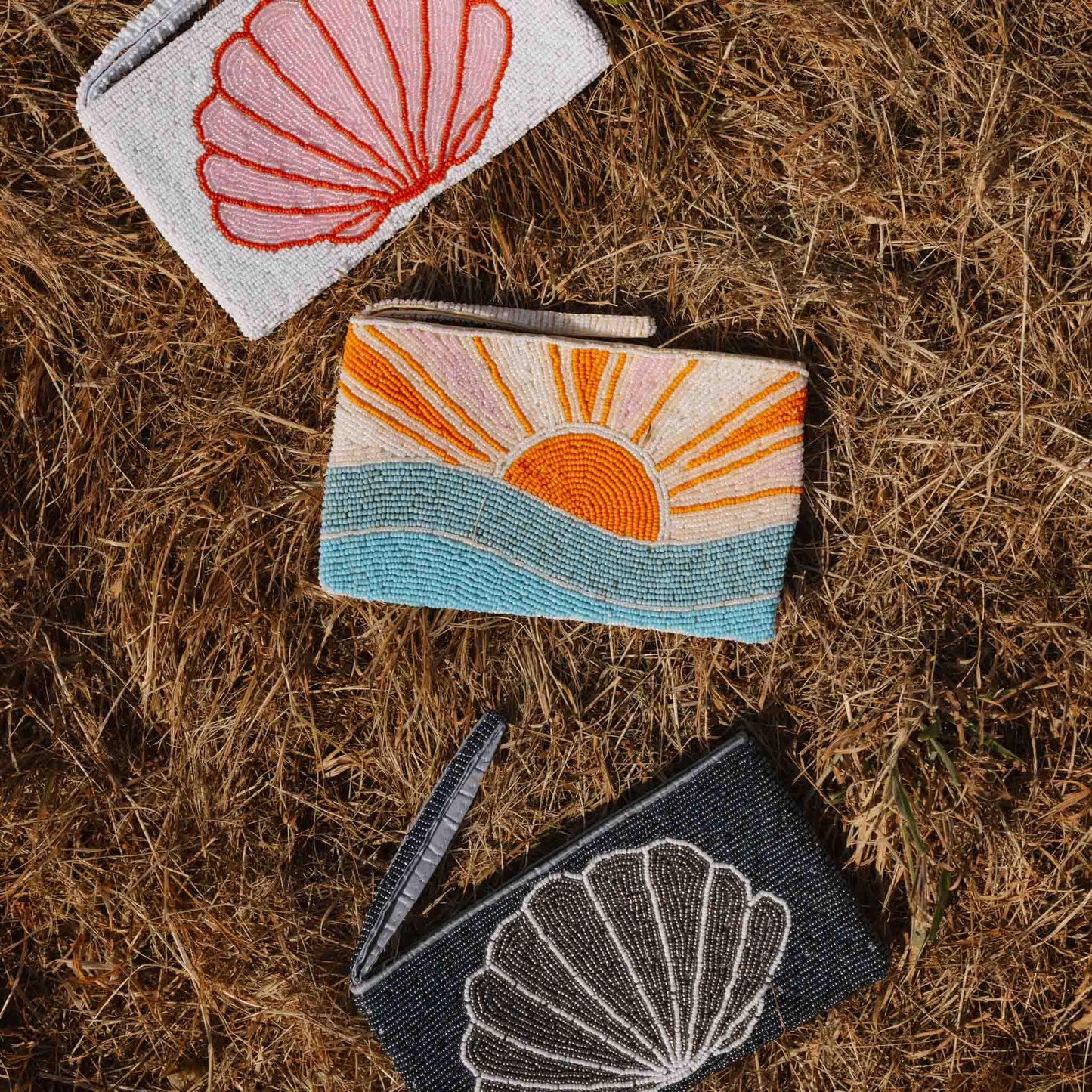 Large Sunrise Beaded Pouch