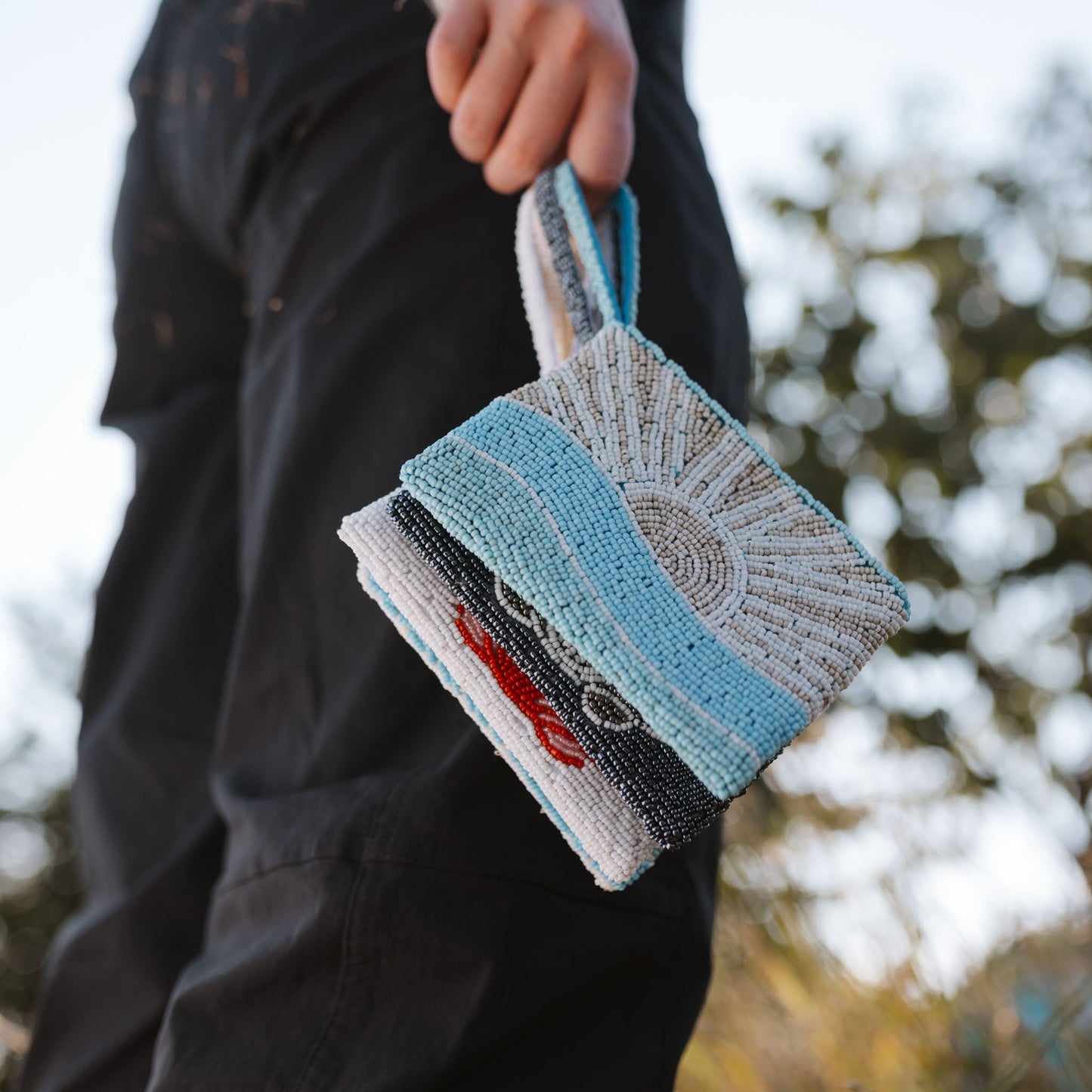 Small Sunrise Beaded Pouch