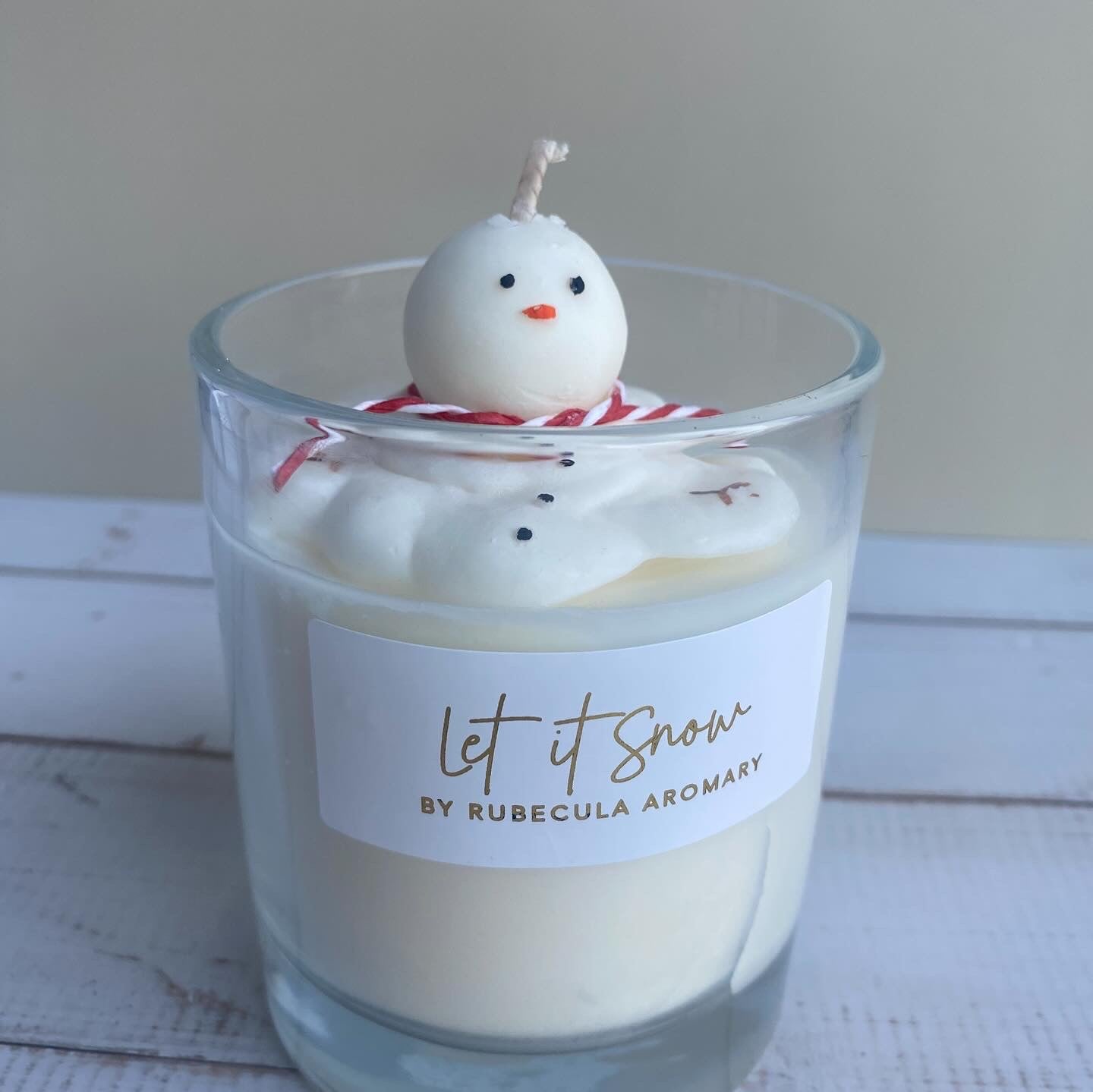Melting Snowman Candle: Cashmere Snow Scented Vegan Soy Wax