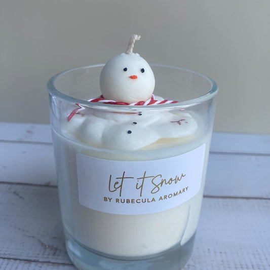 Melting Snowman Candle: Cashmere Snow Scented Vegan Soy Wax