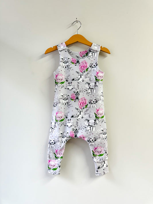 Romper - Floral Animals - 6-9 Months