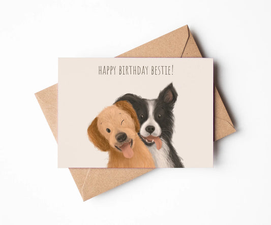 Happy Birthday Bestie Dog Greetings Card