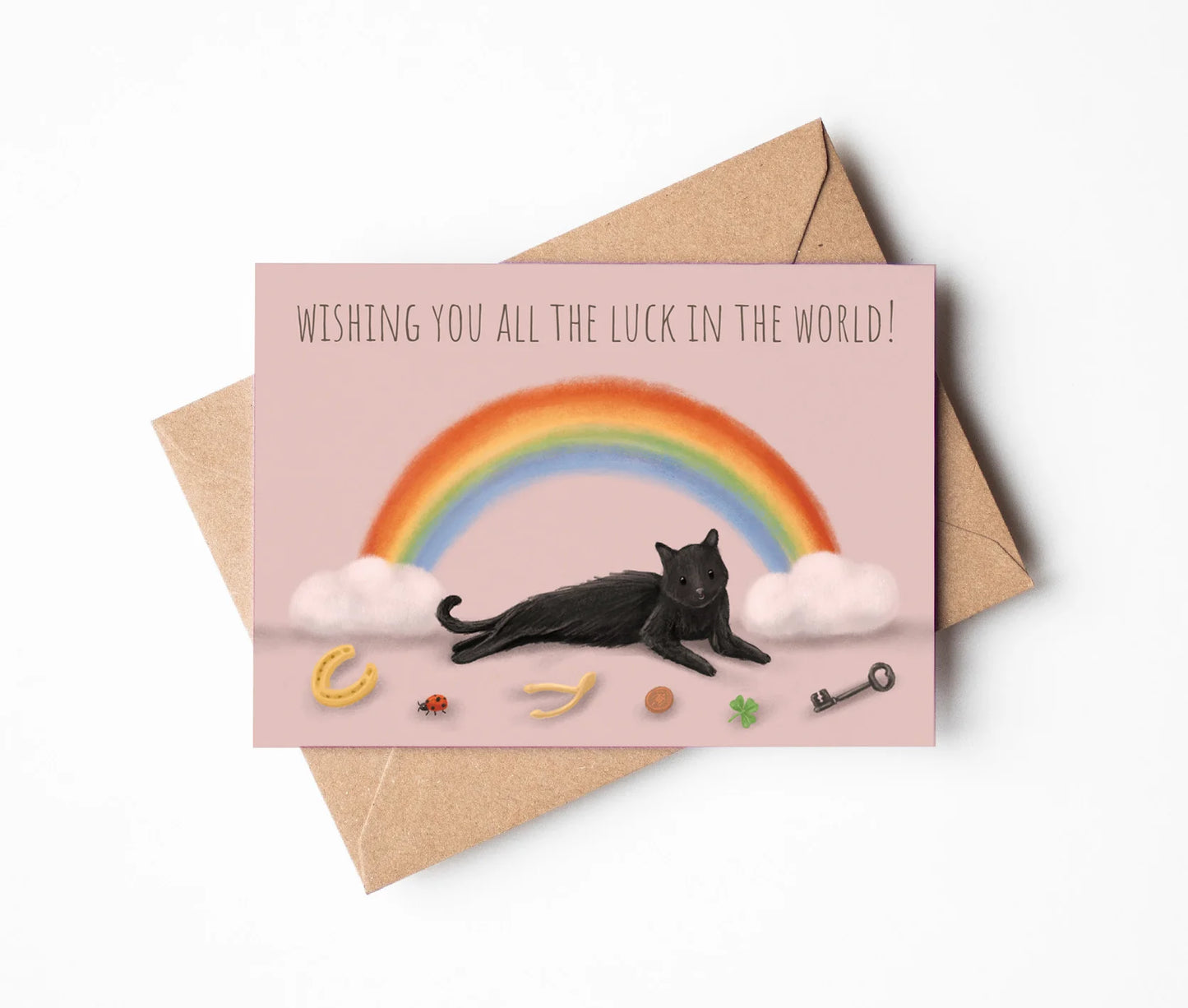 Wishing You All The Luck In World Cat Greeting Card