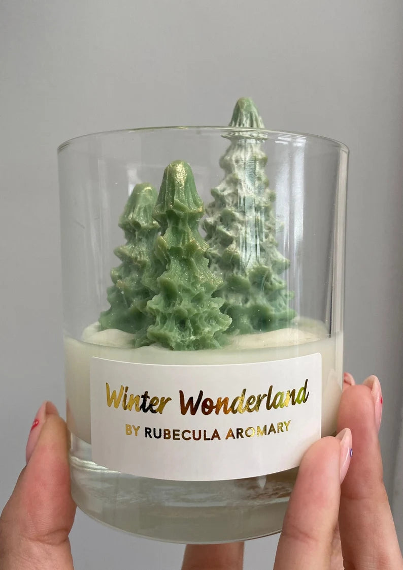 Handmade Christmas Tree Scented Candle, Vegan Soy Wax