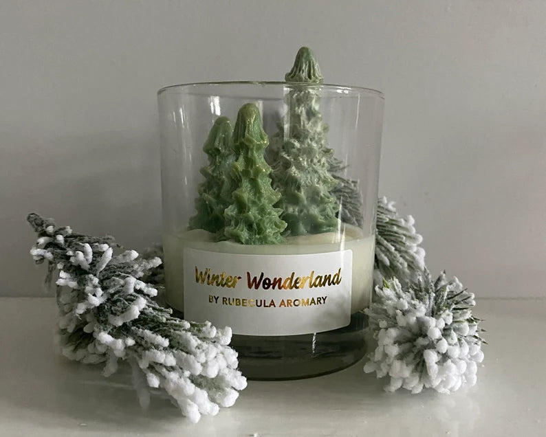 Handmade Christmas Tree Scented Candle, Vegan Soy Wax
