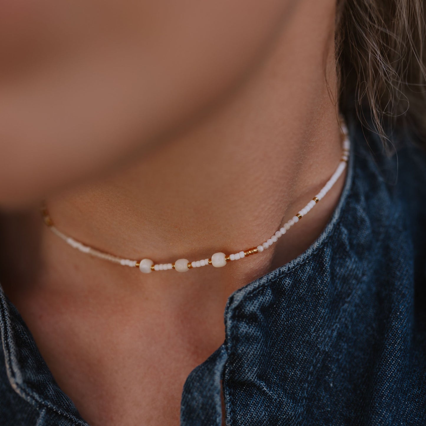 Pasir Mother of Pearl Beaded Necklace