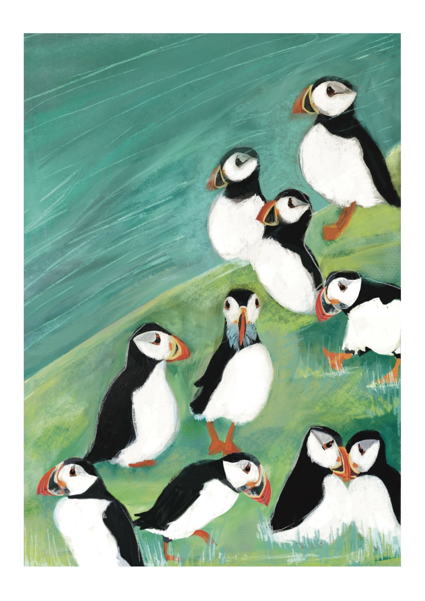 Coastal Artwork - Puffin Circus