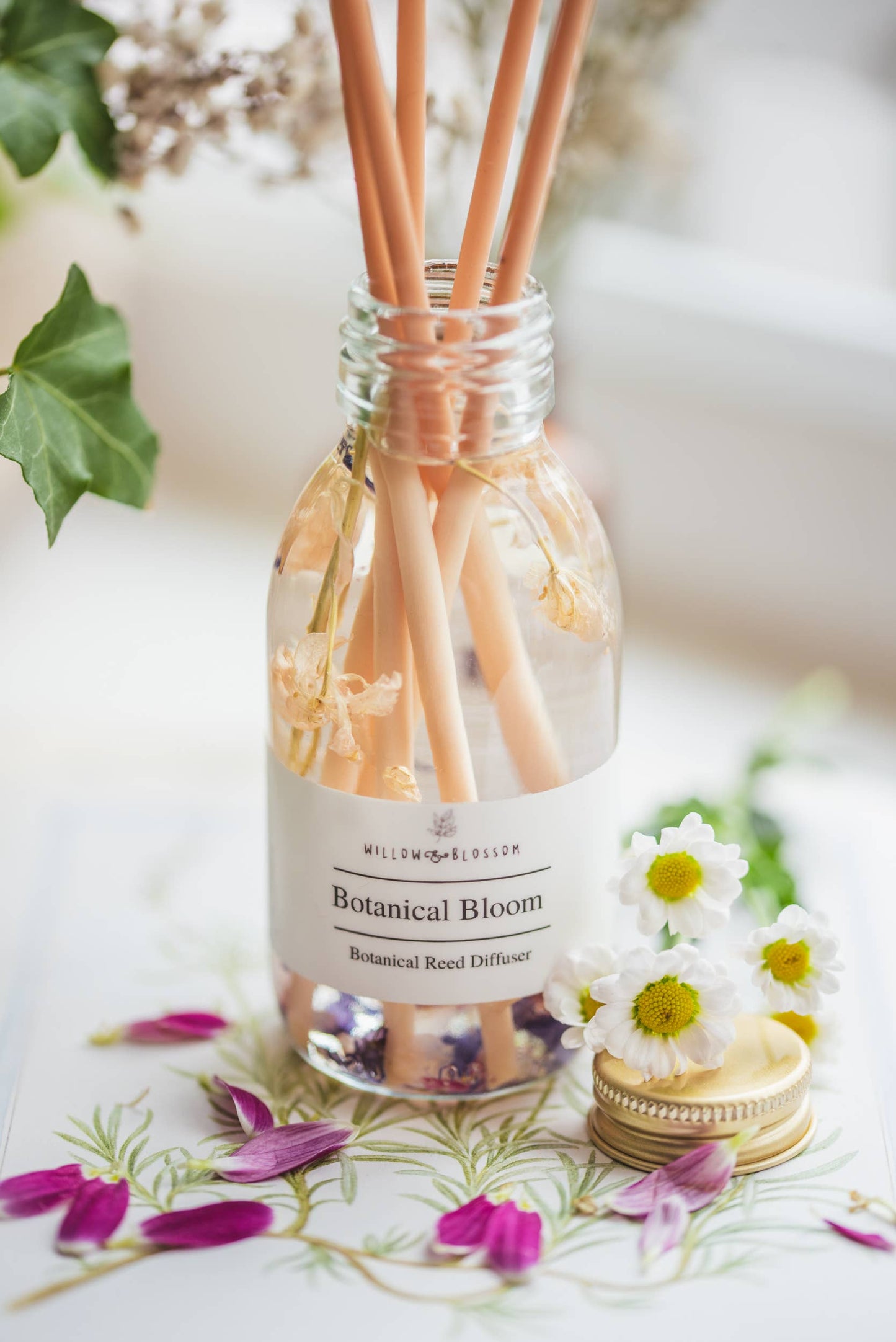 Botanical Reed Diffuser with dried flowers; Botanical Bloom