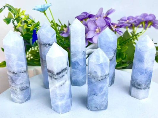 Blue Calcite Crystal Obelisk Tower Point