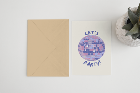Lets party disco ball A6/5x7: Card Clasp (Plastic Free) / A6