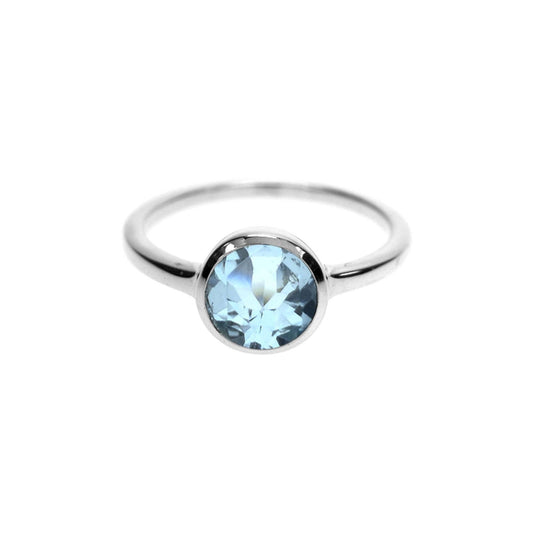Bridget simple round blue topaz ring: M