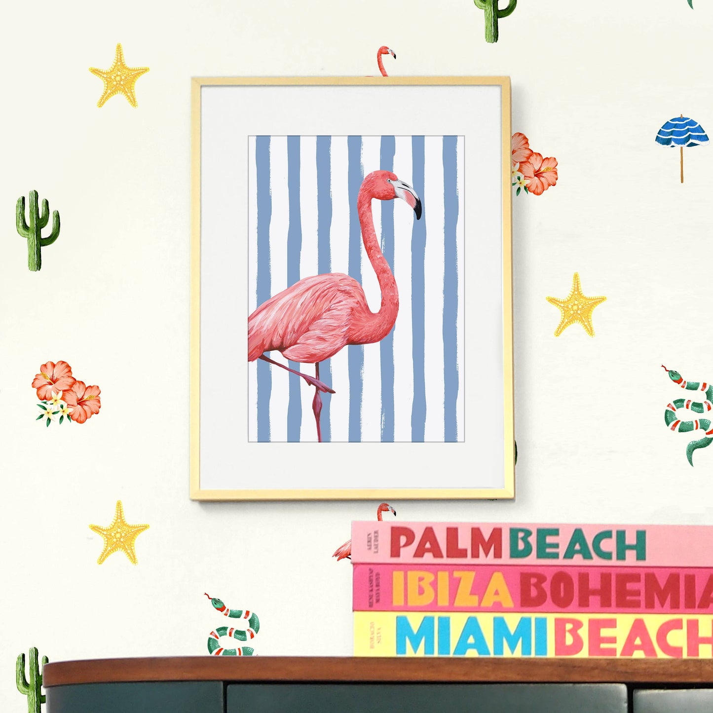 Flamingo Stripe Print: A4