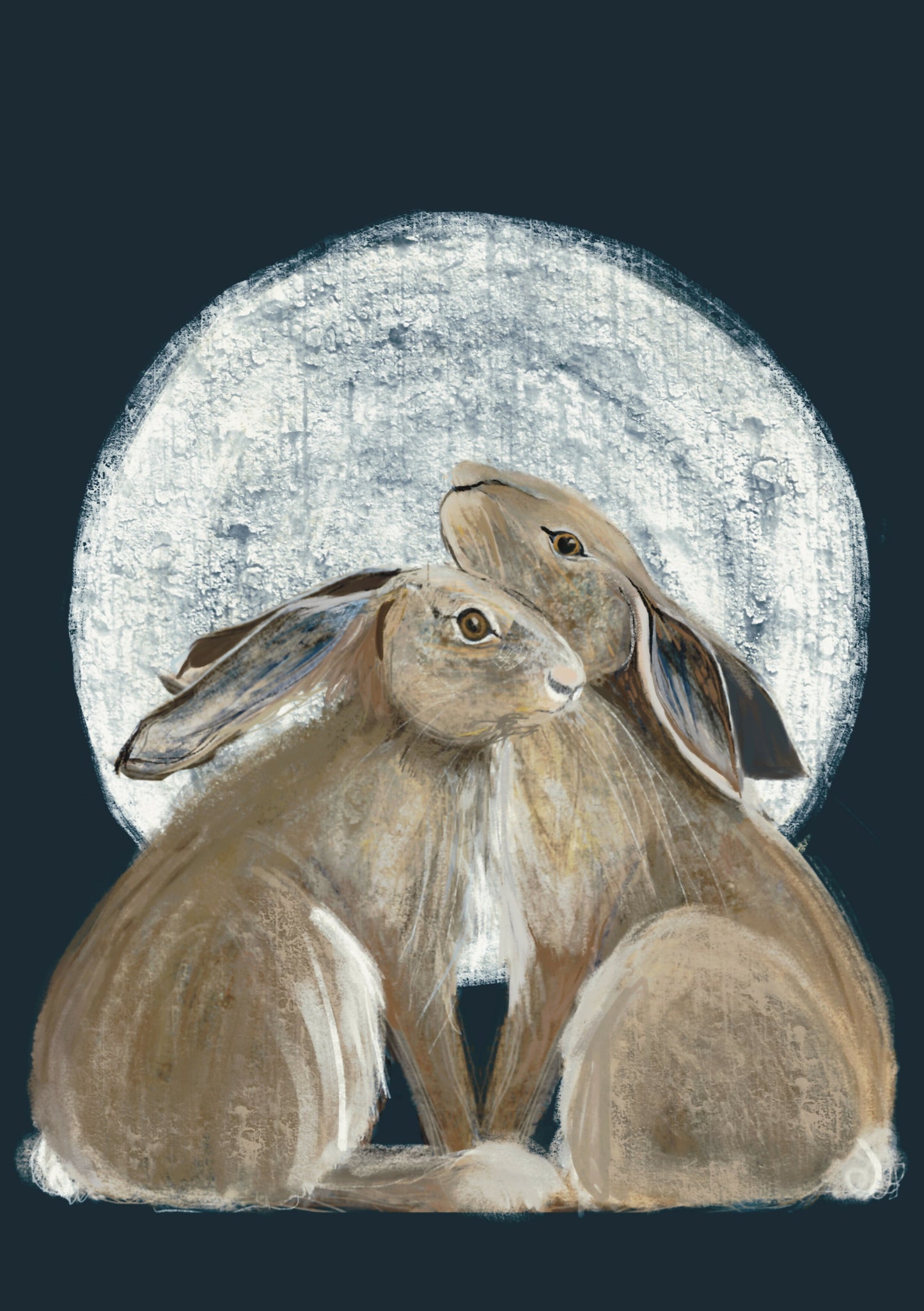 Moonlit Hares Art Print