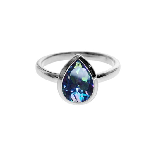 Samira bezel-set mystic topaz teardrop ring: L