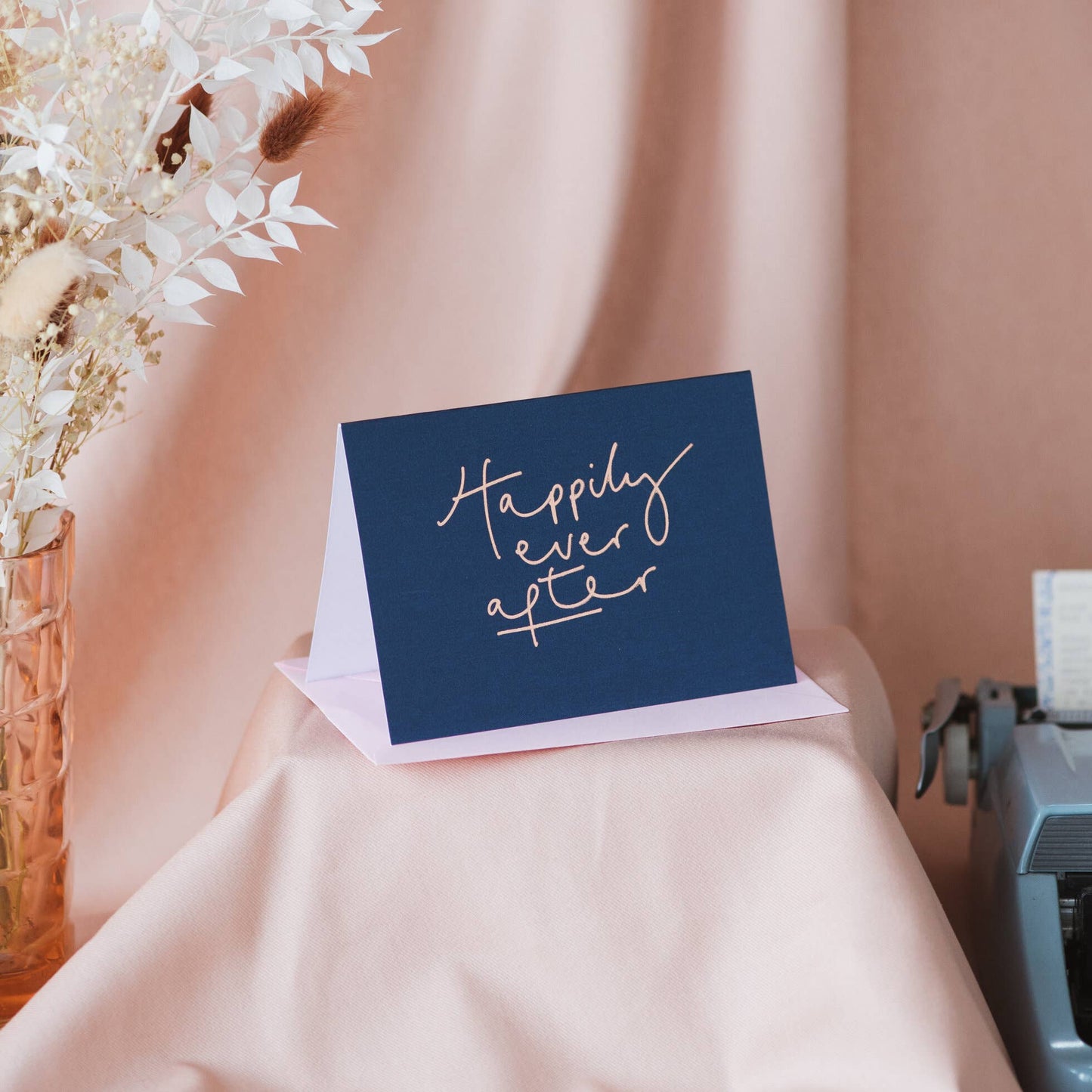 ‘Happily Ever After' Navy Metallic + Gold Foil Card