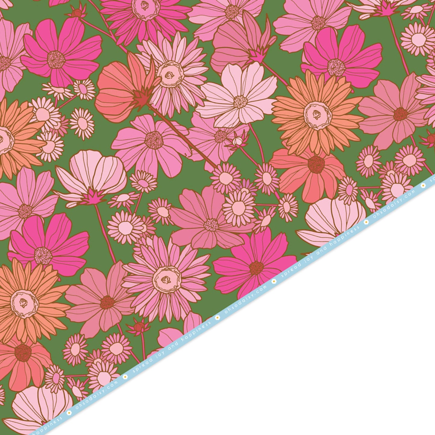 RETRO WILDFLOWER FLORAL GIFT WRAP SHEET