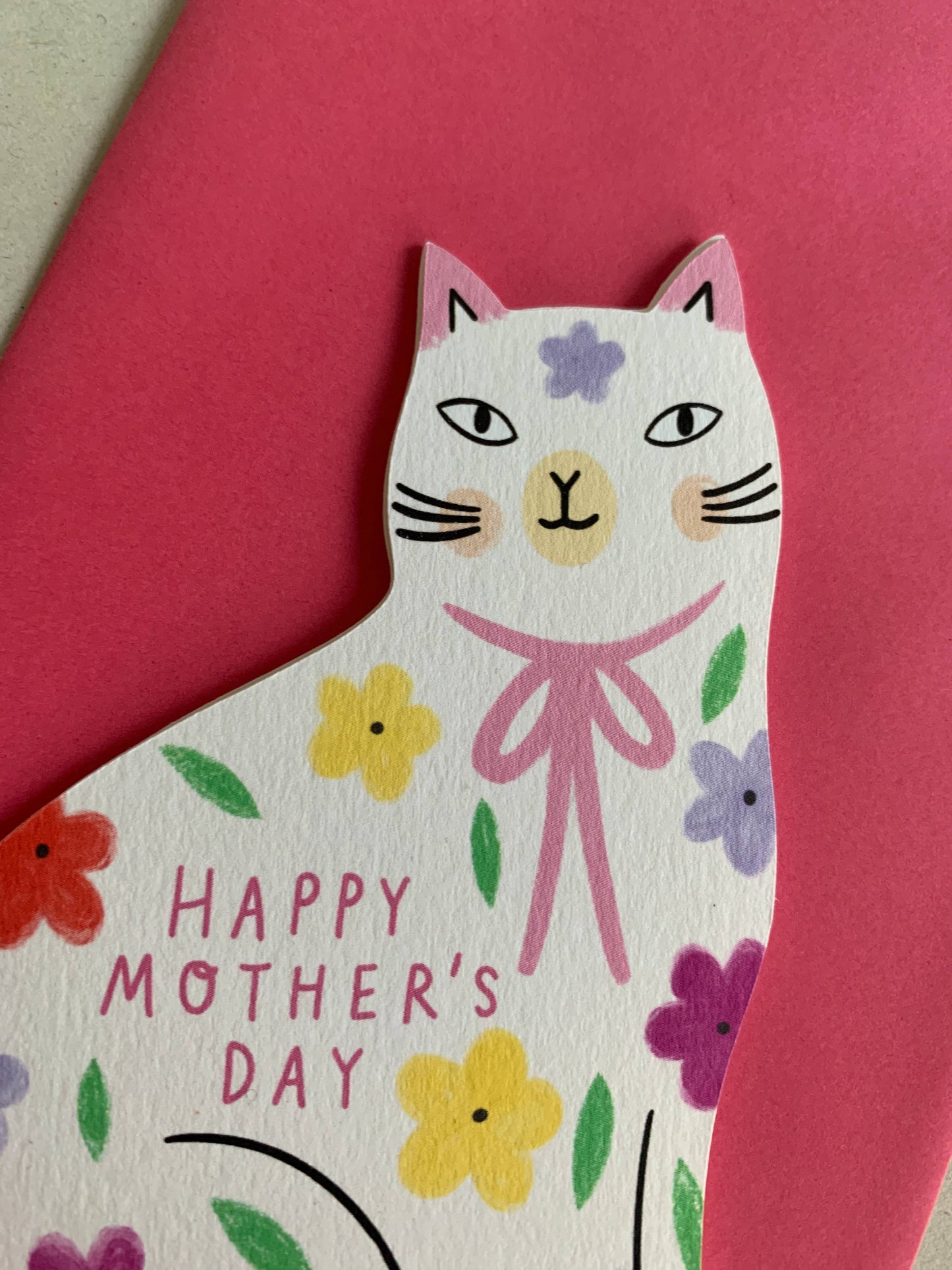 Sitting Kitty Floral Shaped Cat Greeting Card: No Text Floral