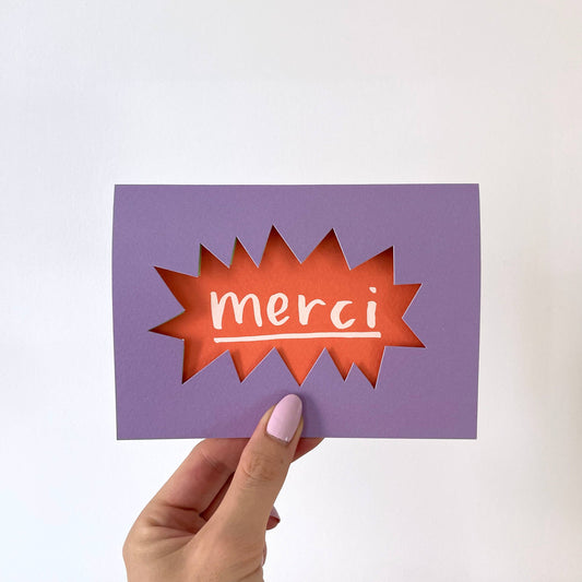 Merci - Thank You Card - Die Cut Cards - Fun - Thanks