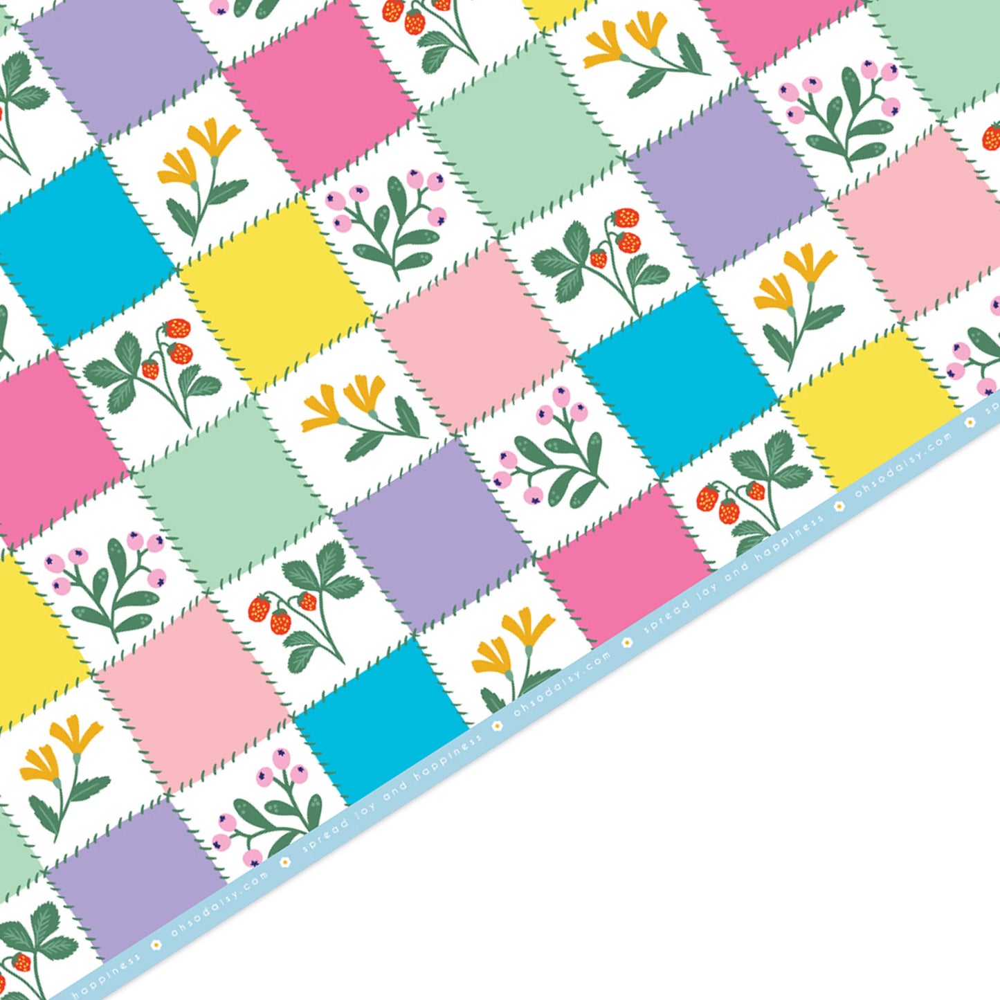 PATCHWORK QUILT FLORAL GIFT WRAP SHEET