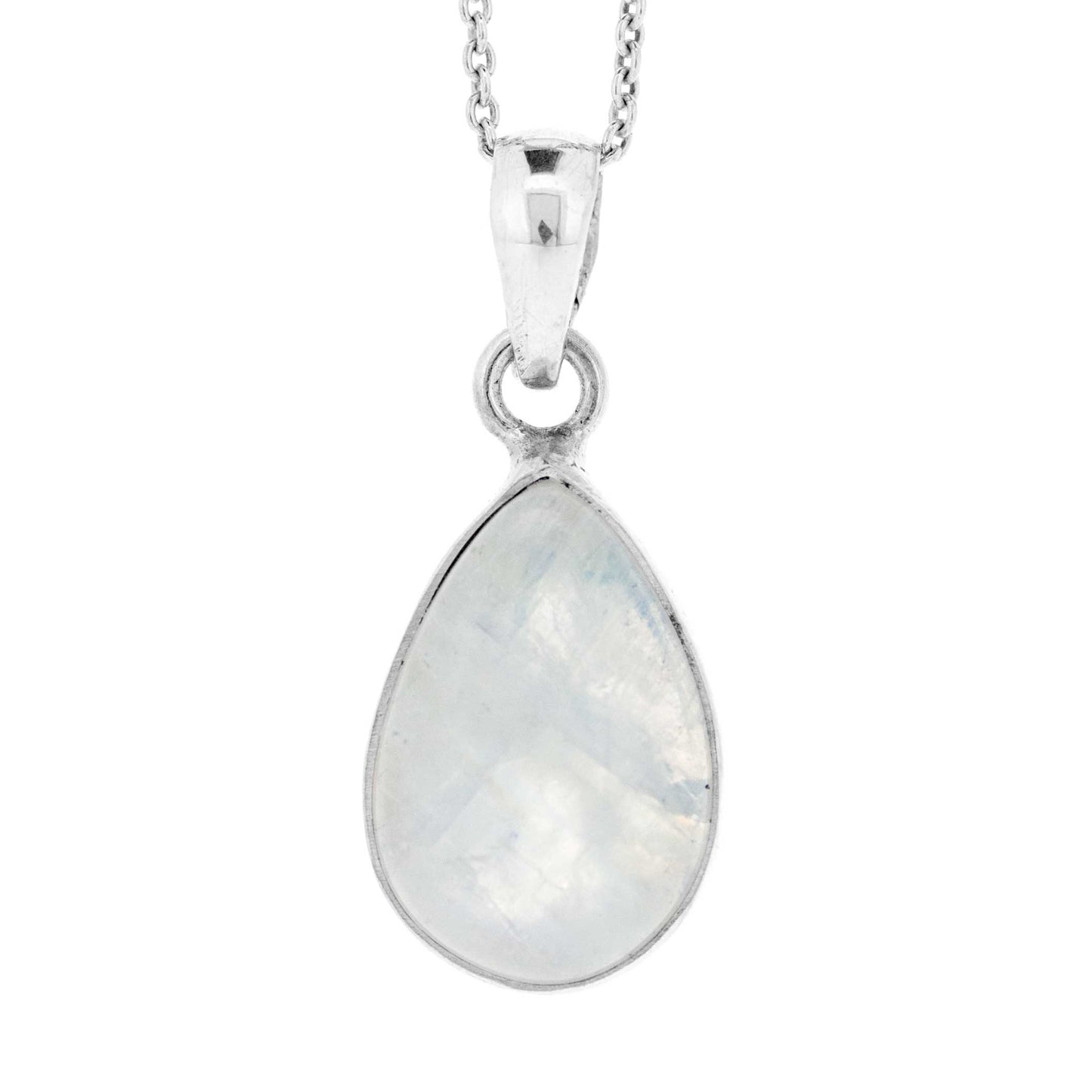 Moonstone Tear Drop Pendant with 18" Trace Chain and Box