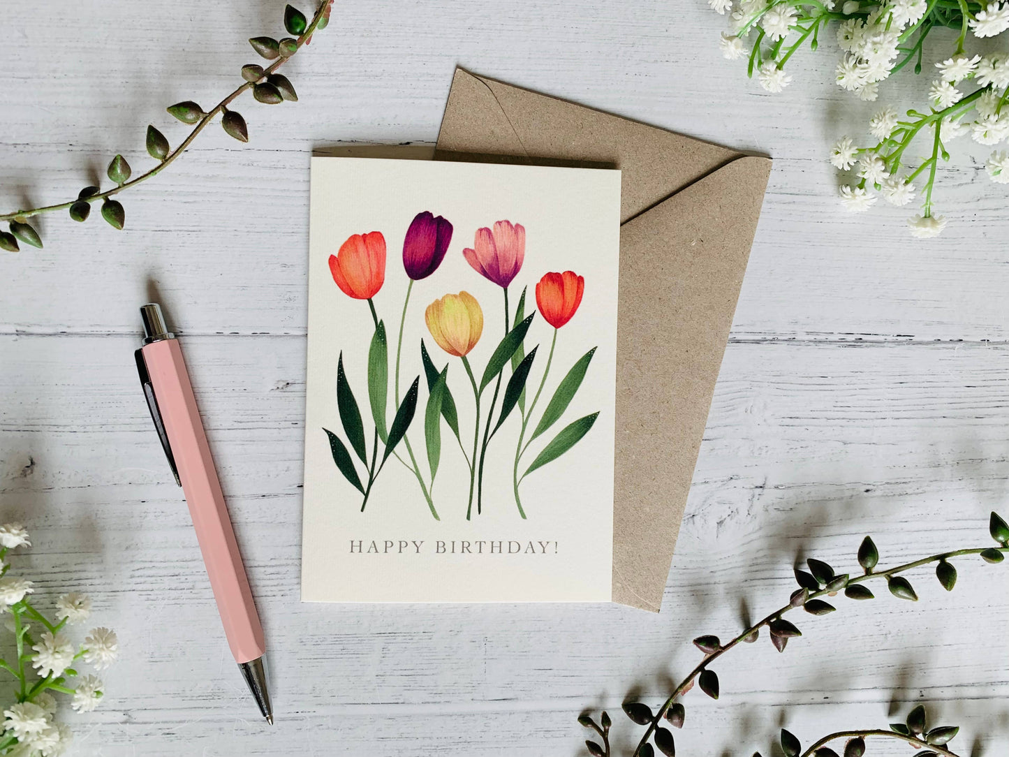 Happy Birthday Tulips Greeting Card