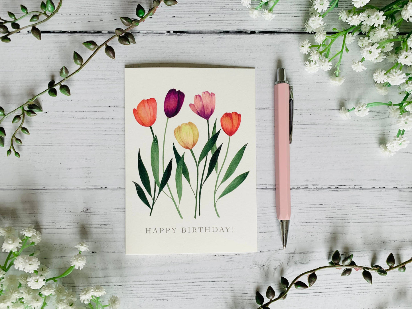 Happy Birthday Tulips Greeting Card