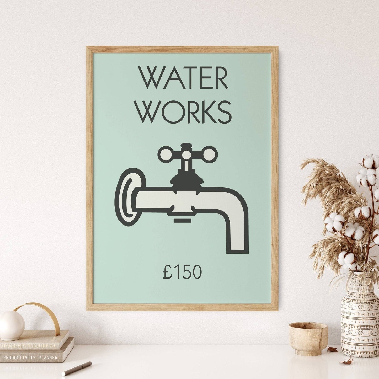 Retro Water Works Monopoly Print: Green / A4