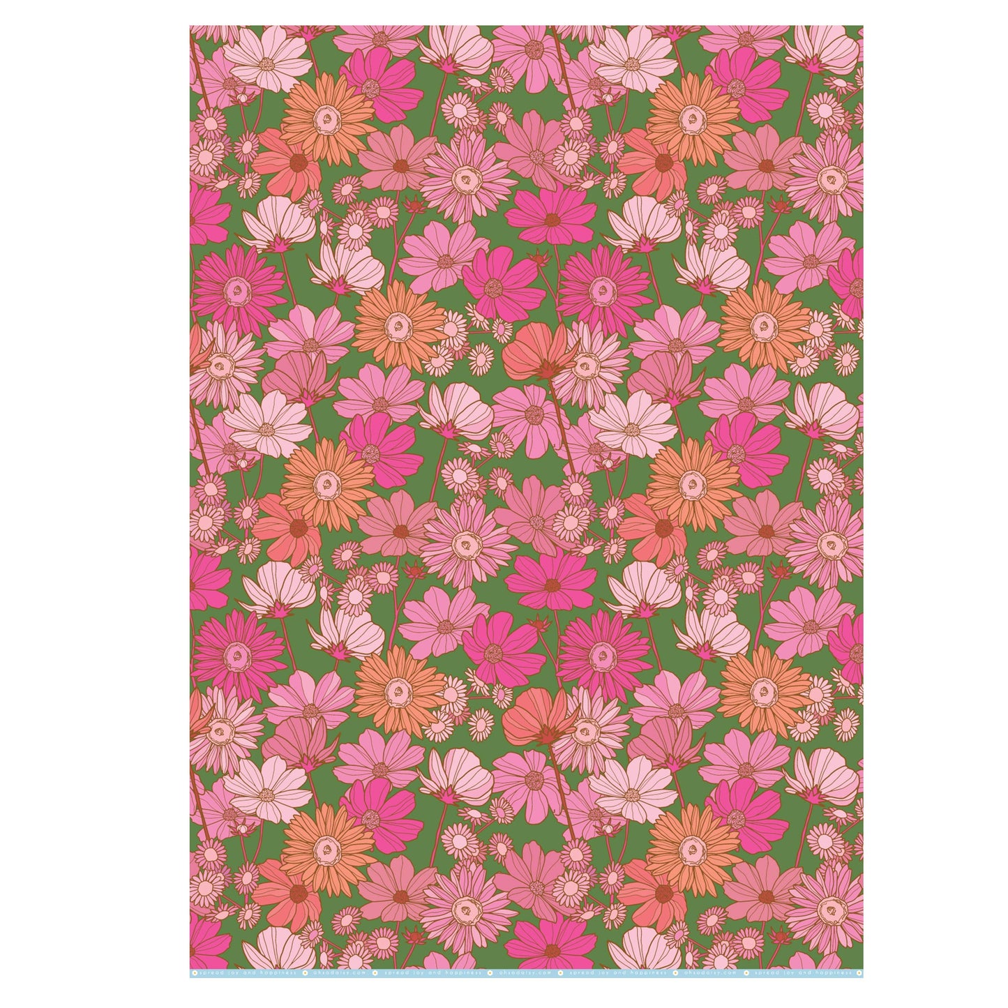 RETRO WILDFLOWER FLORAL GIFT WRAP SHEET