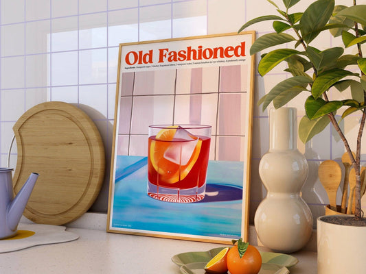 Old Fashioned Cocktail Print: A4
