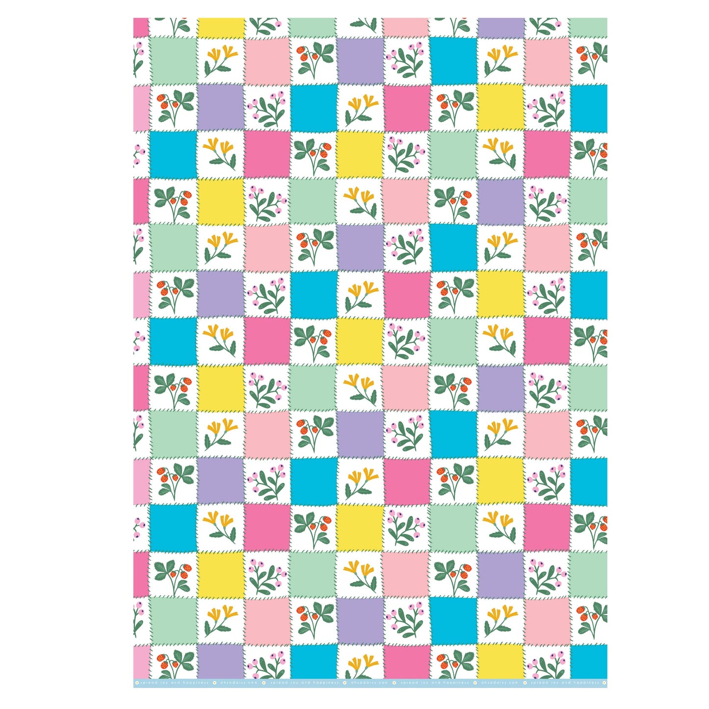 PATCHWORK QUILT FLORAL GIFT WRAP SHEET