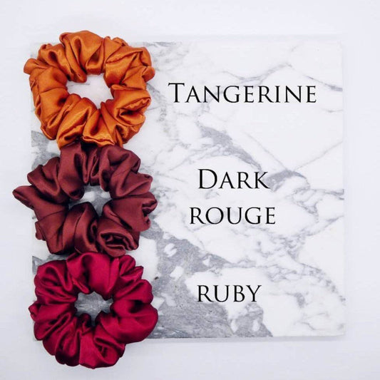 Luxury Satin Scrunchies in 4 SIZES: Regular / Tangerine