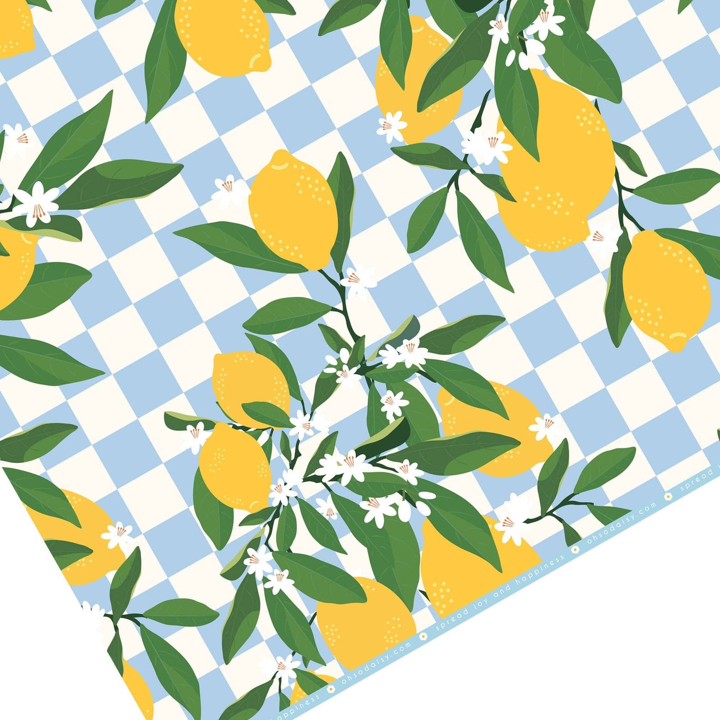 LEMON CHECKERBOARD GIFT WRAP SHEET