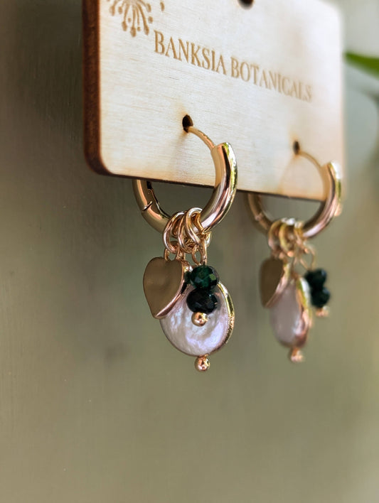 Pearl Charm Huggie Earrings