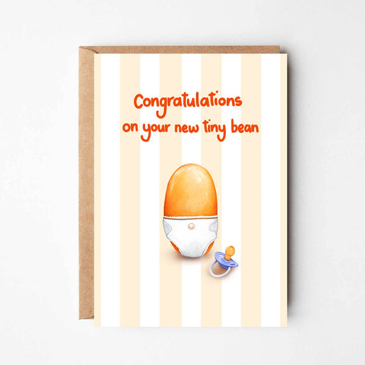 Congratulations On Tiny New Bean - New Baby Baked Bean Card