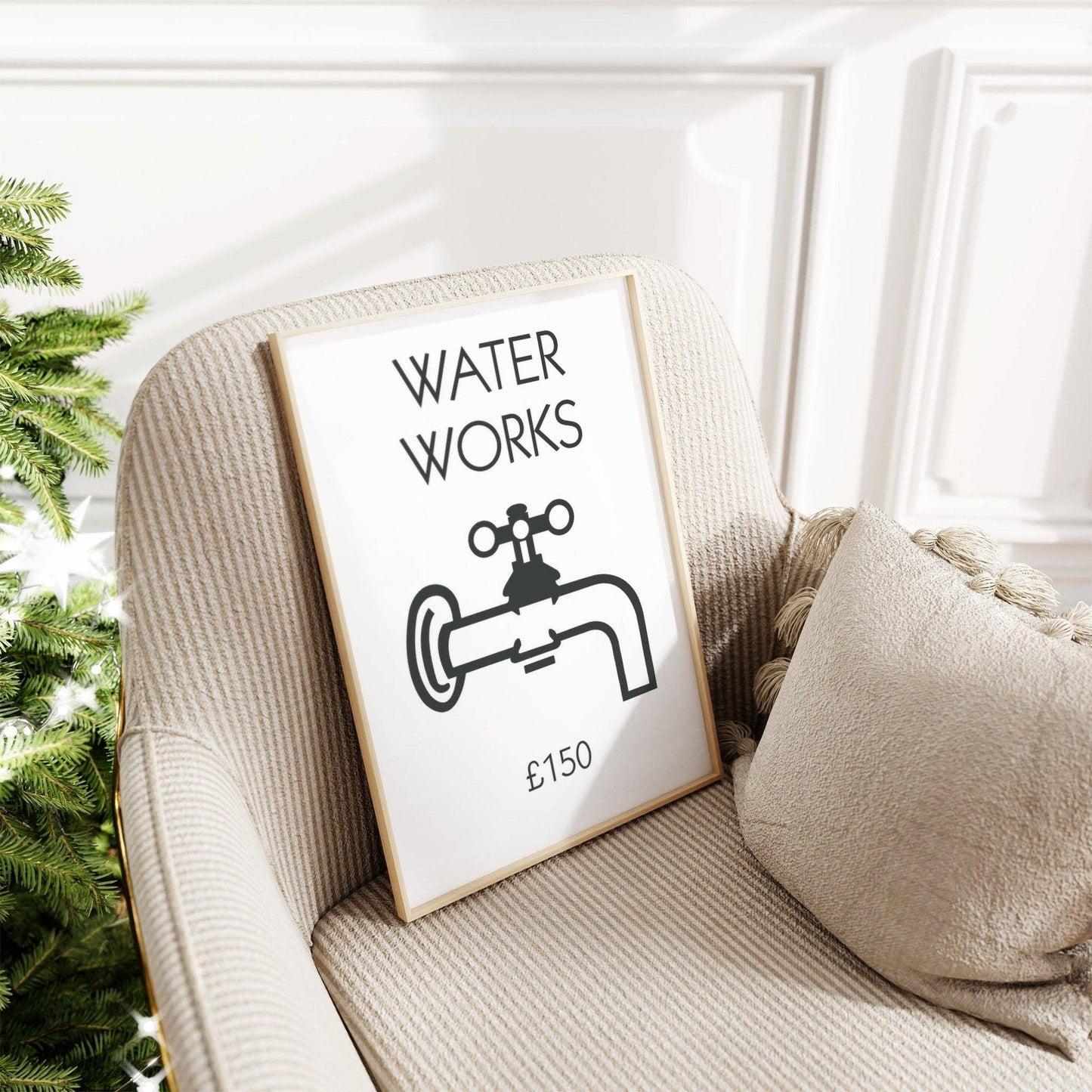 Retro Water Works Monopoly Print: Green / A4