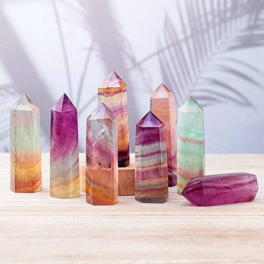 Natural Watermelon Fluorite Crystal Obelisk Tower Point