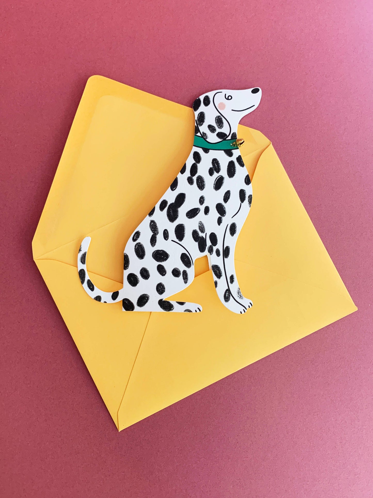 Sitting Dalmatian Shaped Greeting Card with bell: No Bell