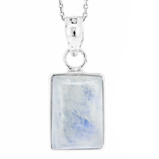 Rectangle Moonstone Pendant with 18" Trace Chain and Box