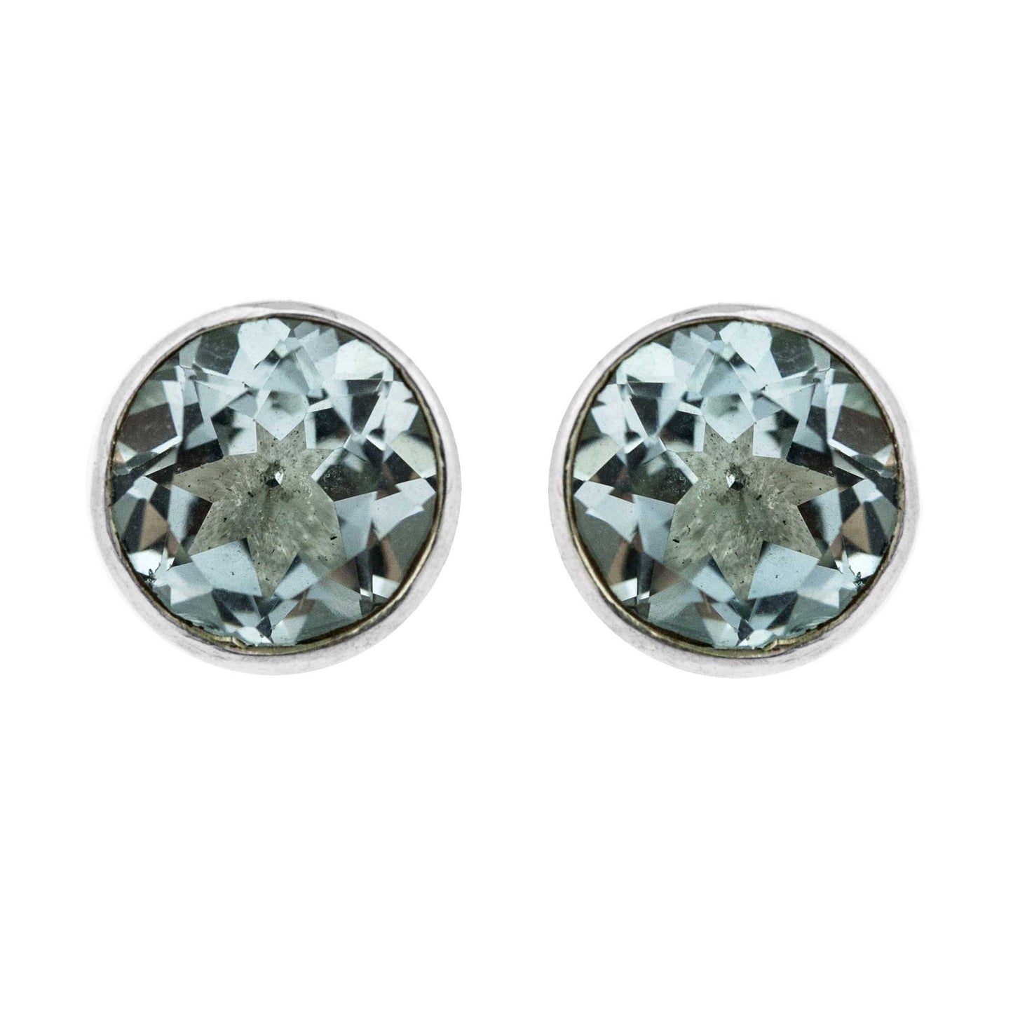8mm Round Blue Topaz Stud Earrings with Presentation Box